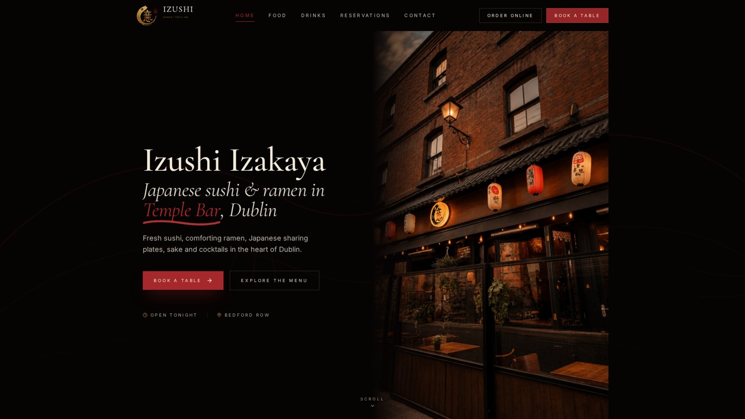 IZUSHI IZAKAYA — authentic website screenshot